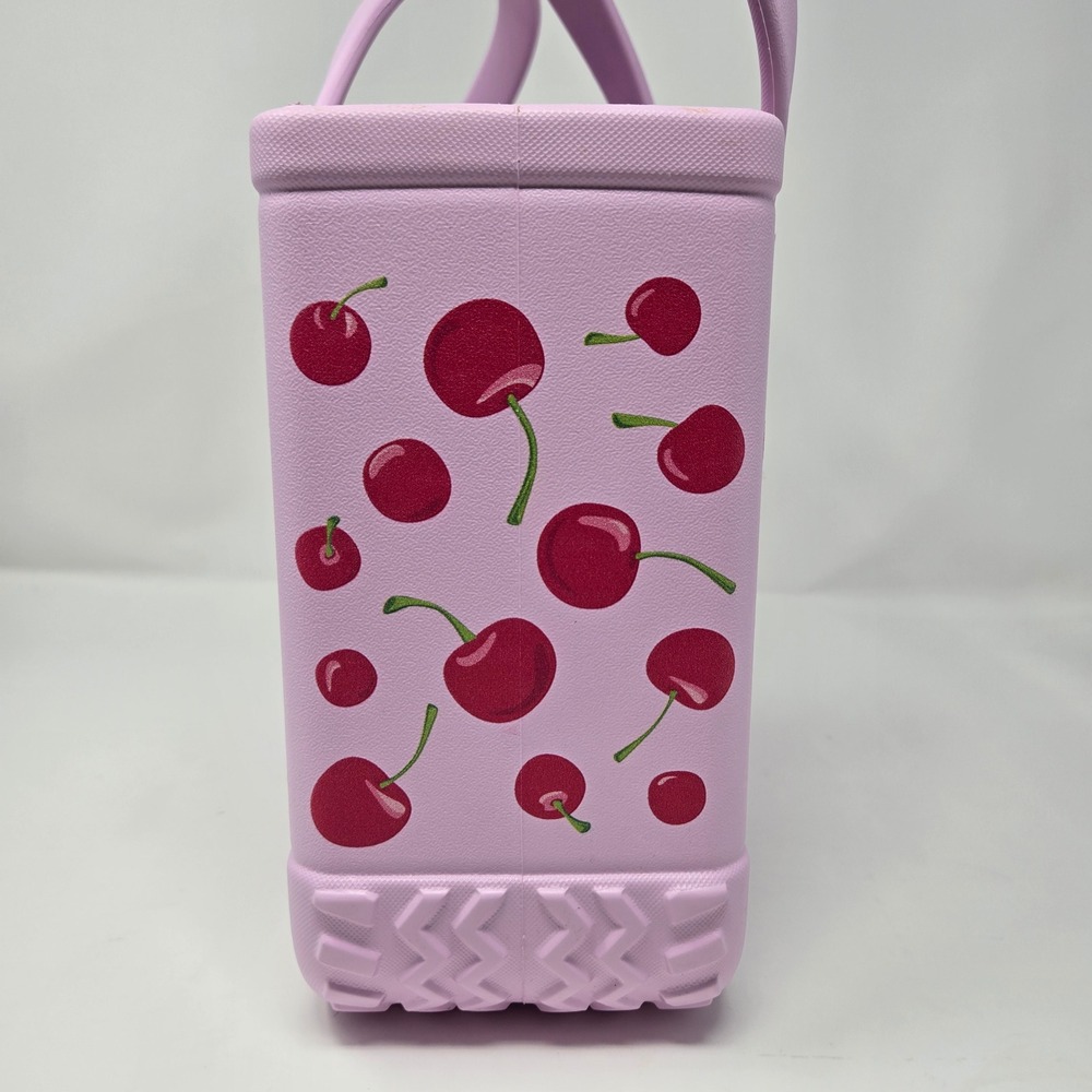 Bogg Bag Bitty Tote Small Pink Cherry New Waterproof Washable Beach 11"x8.5"x4.5 - Picture 3 of 8